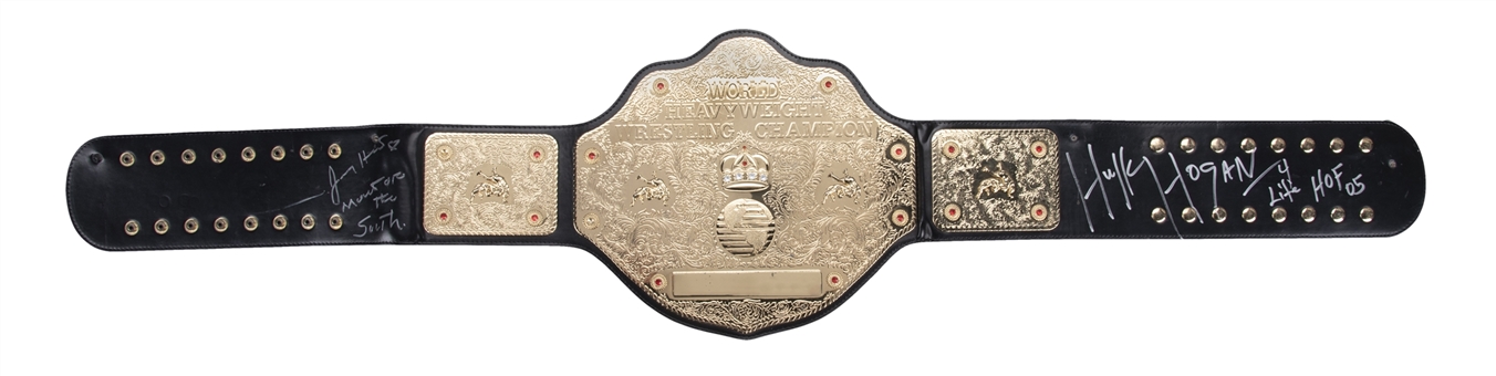 Hulk Hogan & Jimmy Hart Dual Signed World Heavyweight Wrestling Champion Duplicate Belt (Hart LOA & Beckett)